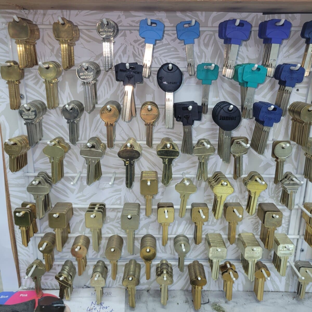 Blanks on hand for same-day key cutting