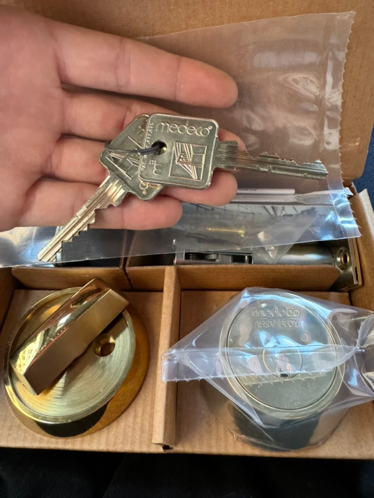 New lock hardware, unboxed and ready