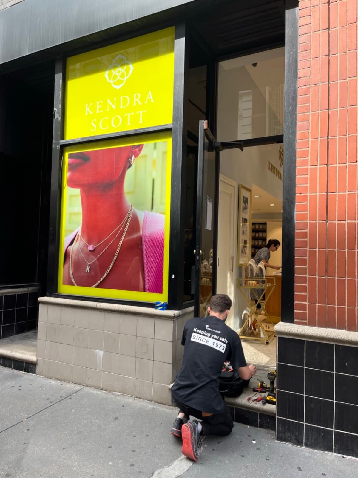 Storefront glass door, on site
