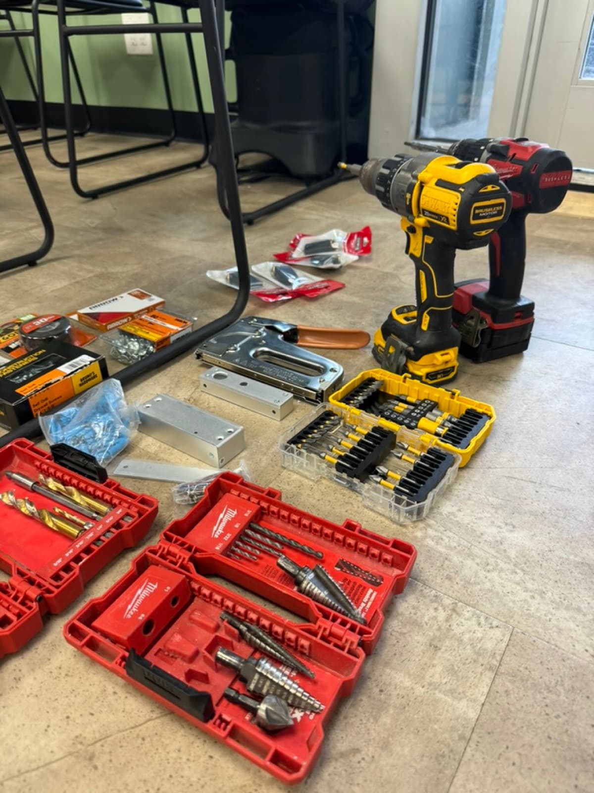 Tools staged for a lock install