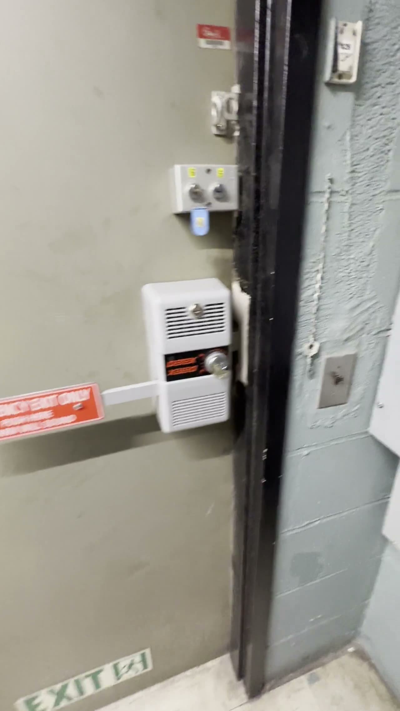 Door closer adjustment, institutional stairwell